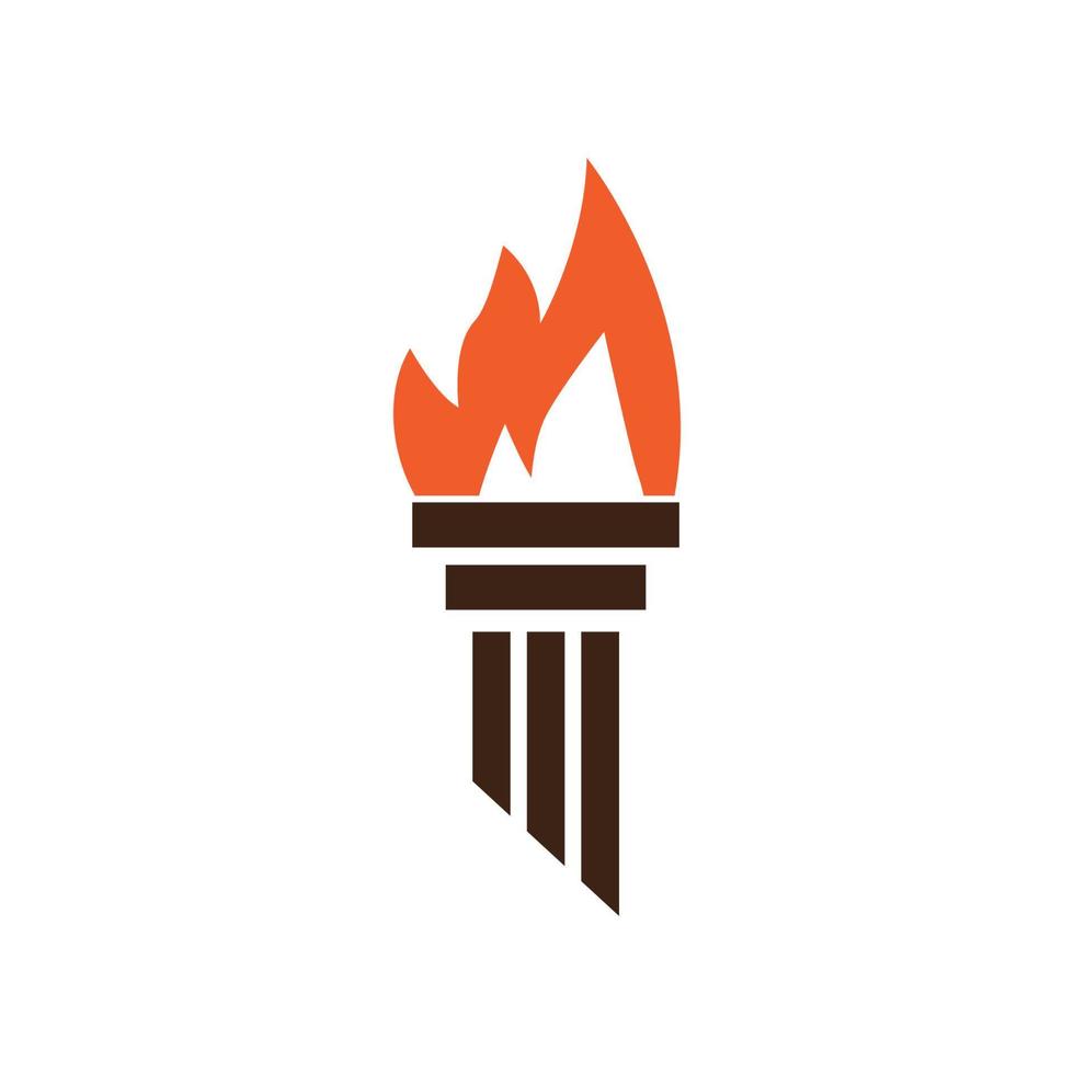 Fire torch with flame flat icons set. Collection of symbol flaming, illustration vector