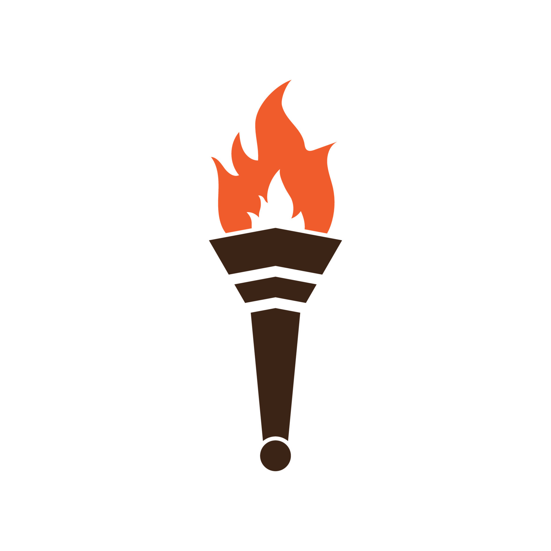 Fire torch with flame flat icons set. Collection of symbol flaming