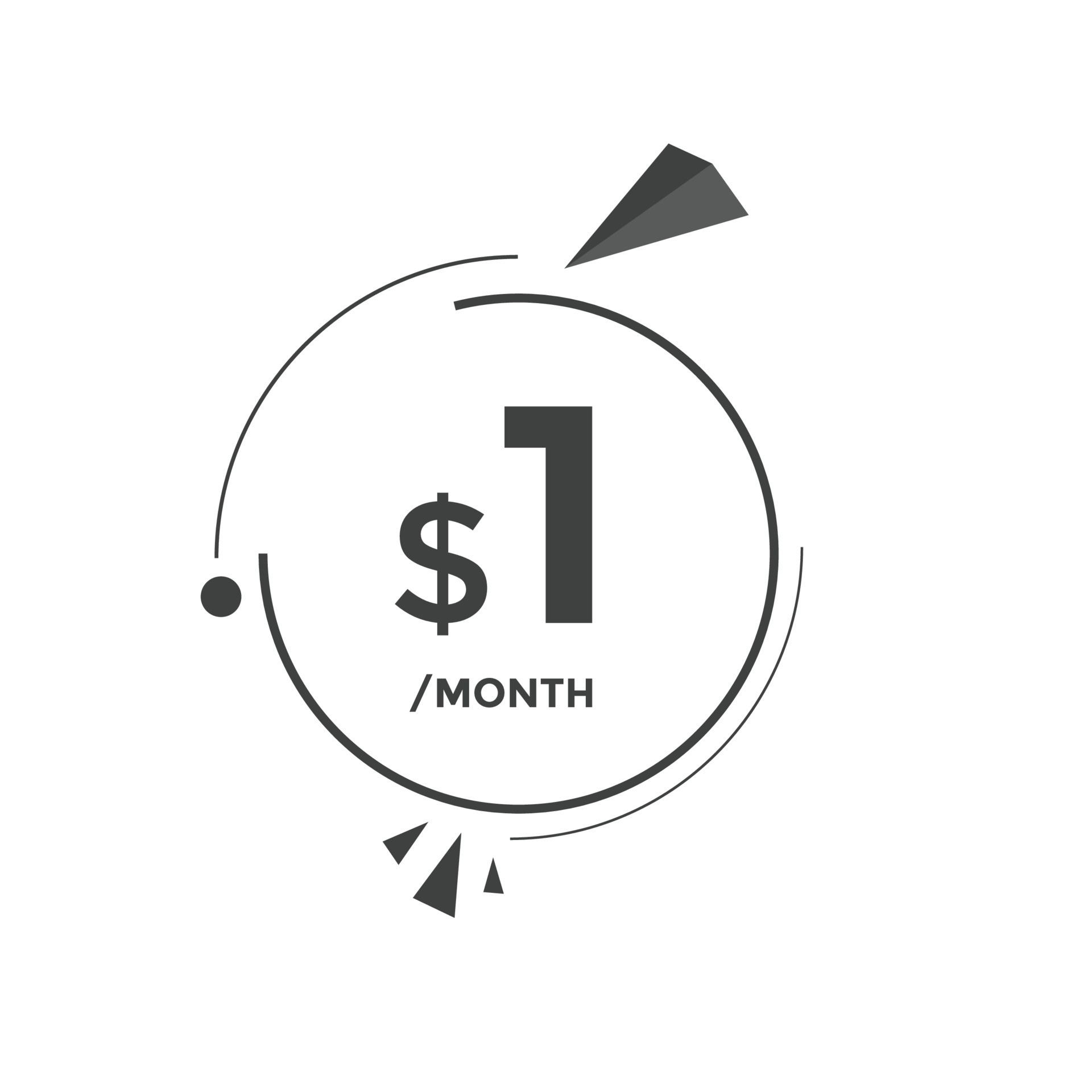 1 Dollar USD A Month 1 Dollar Price Tag Label In USD One Dollar Price 