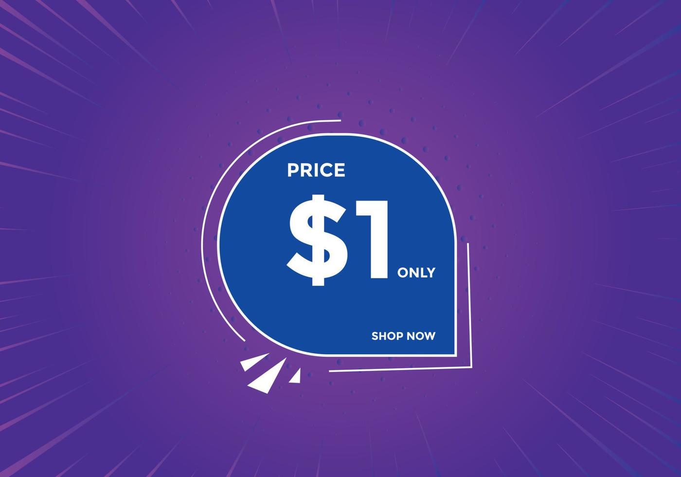 1 dollar price tag. Price 1 USD dollar only Sticker sale promotion Design. shop now button vector