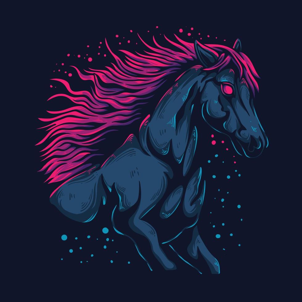 Colorful Half Body Horse With a Fast Running Position vector