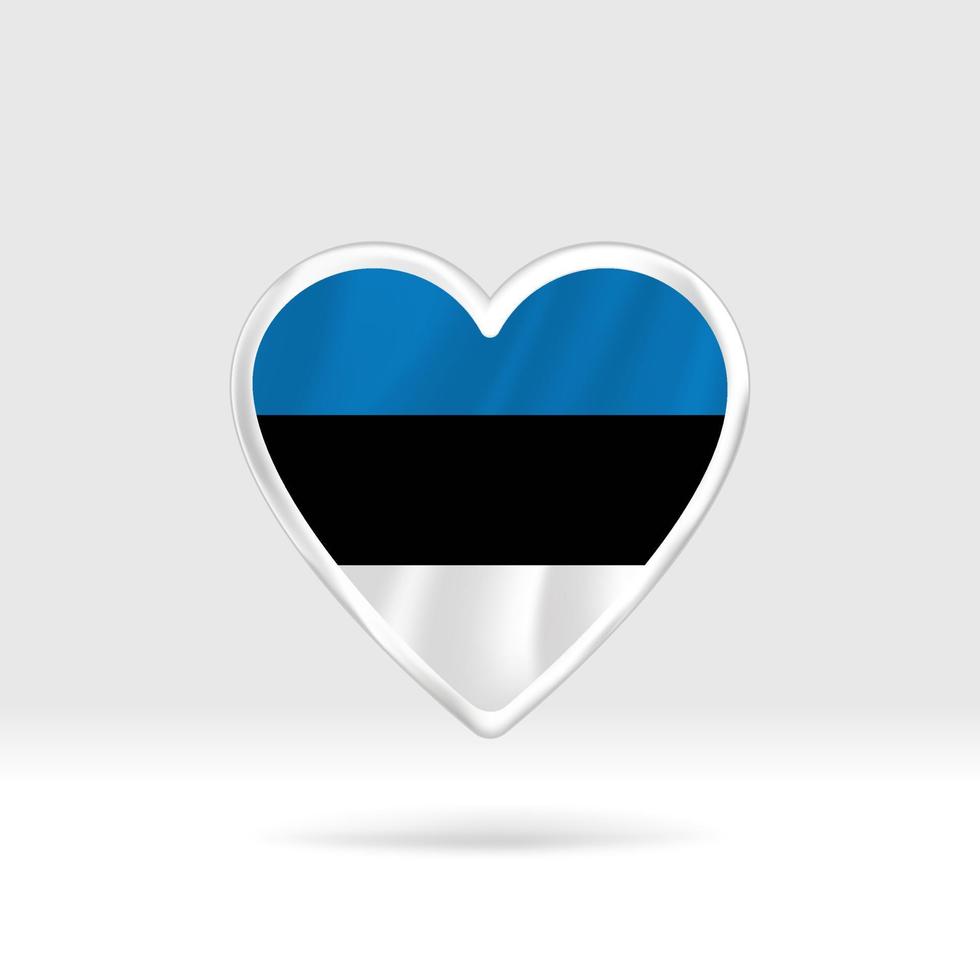 Heart from Estonia flag. Silver button star and flag template. Easy editing and vector in groups. National flag vector illustration on white background.