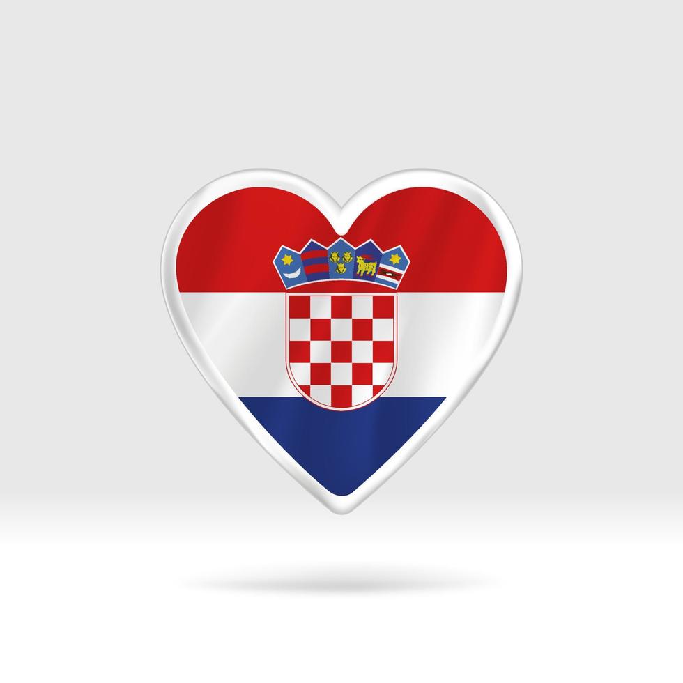 Heart from Croatia flag. Silver button star and flag template. Easy editing and vector in groups. National flag vector illustration on white background.