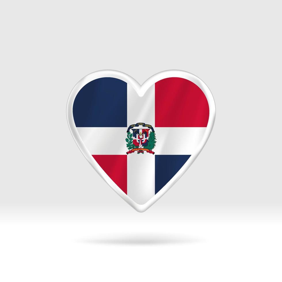 Heart from Dominican Republic flag. Silver button star and flag template. Easy editing and vector in groups. National flag vector illustration on white background.