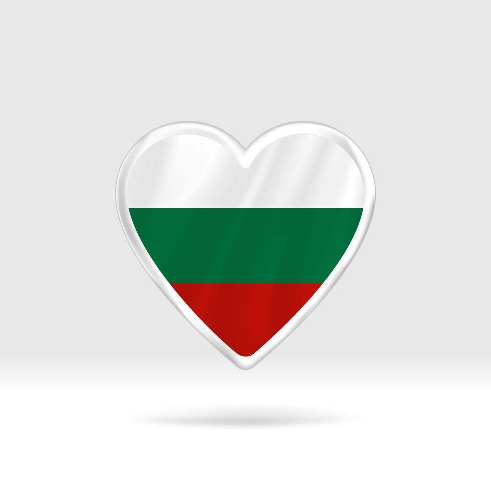 Heart from Bulgaria flag. Silver button star and flag template. Easy editing and vector in groups. National flag vector illustration on white background.