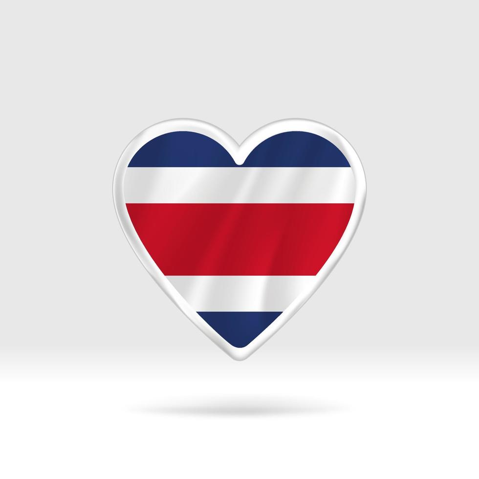 Heart from Costa Rica flag. Silver button star and flag template. Easy editing and vector in groups. National flag vector illustration on white background.