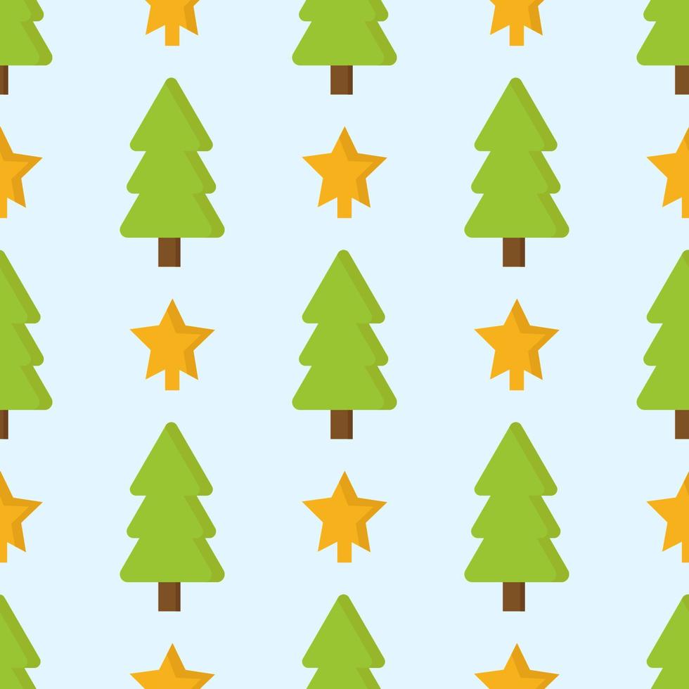 un patrón de un árbol de navidad y una estrella amarilla vector