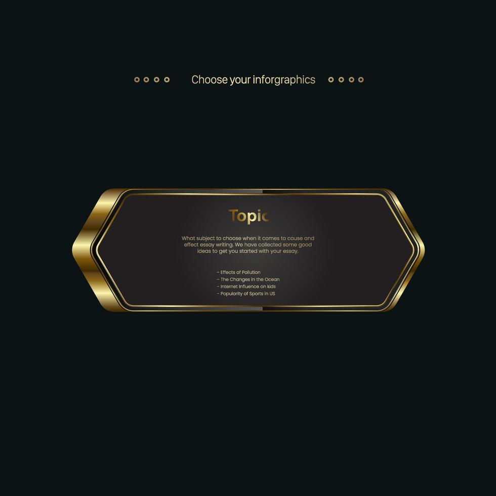 A LUXURY button on dark background, and a premium Concept of banner for promo advertising design, a gold successive step chart, and luxury infographic element template vector