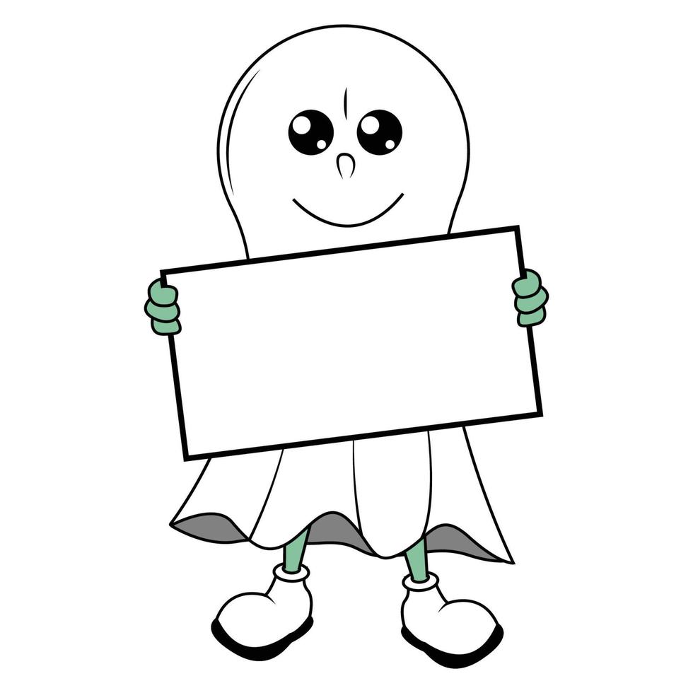 cute ghost cartoon illustration vector