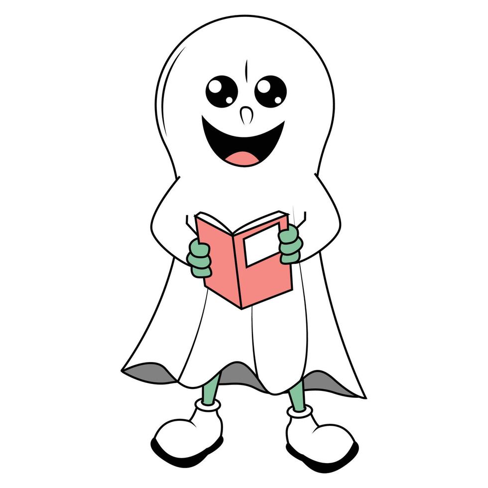 cute ghost cartoon illustration vector