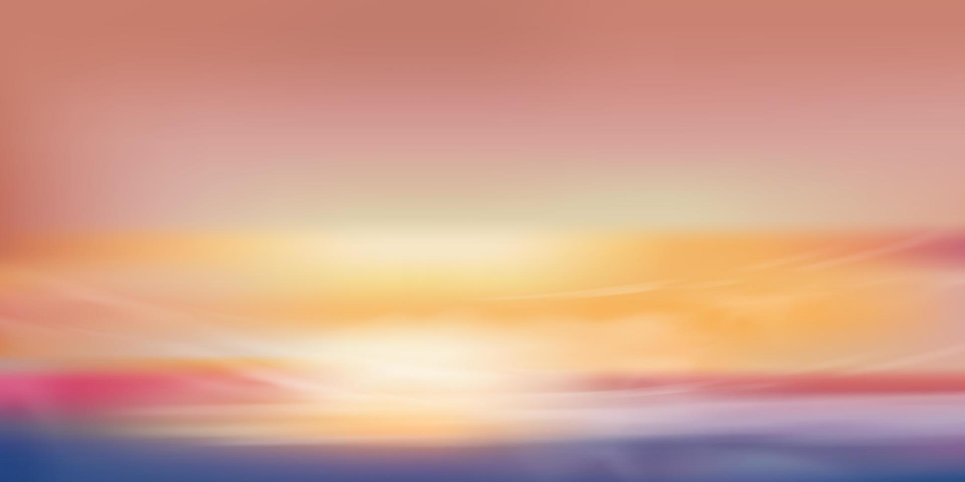 amanecer en la mañana con cielo naranja, amarillo y rosa, espectacular paisaje crepuscular con puesta de sol en la noche, pancarta de cielo de horizonte de malla vectorial de puesta de sol o luz solar durante cuatro estaciones de fondo vector