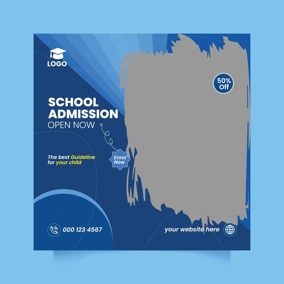 Modern school admission social media post design vector