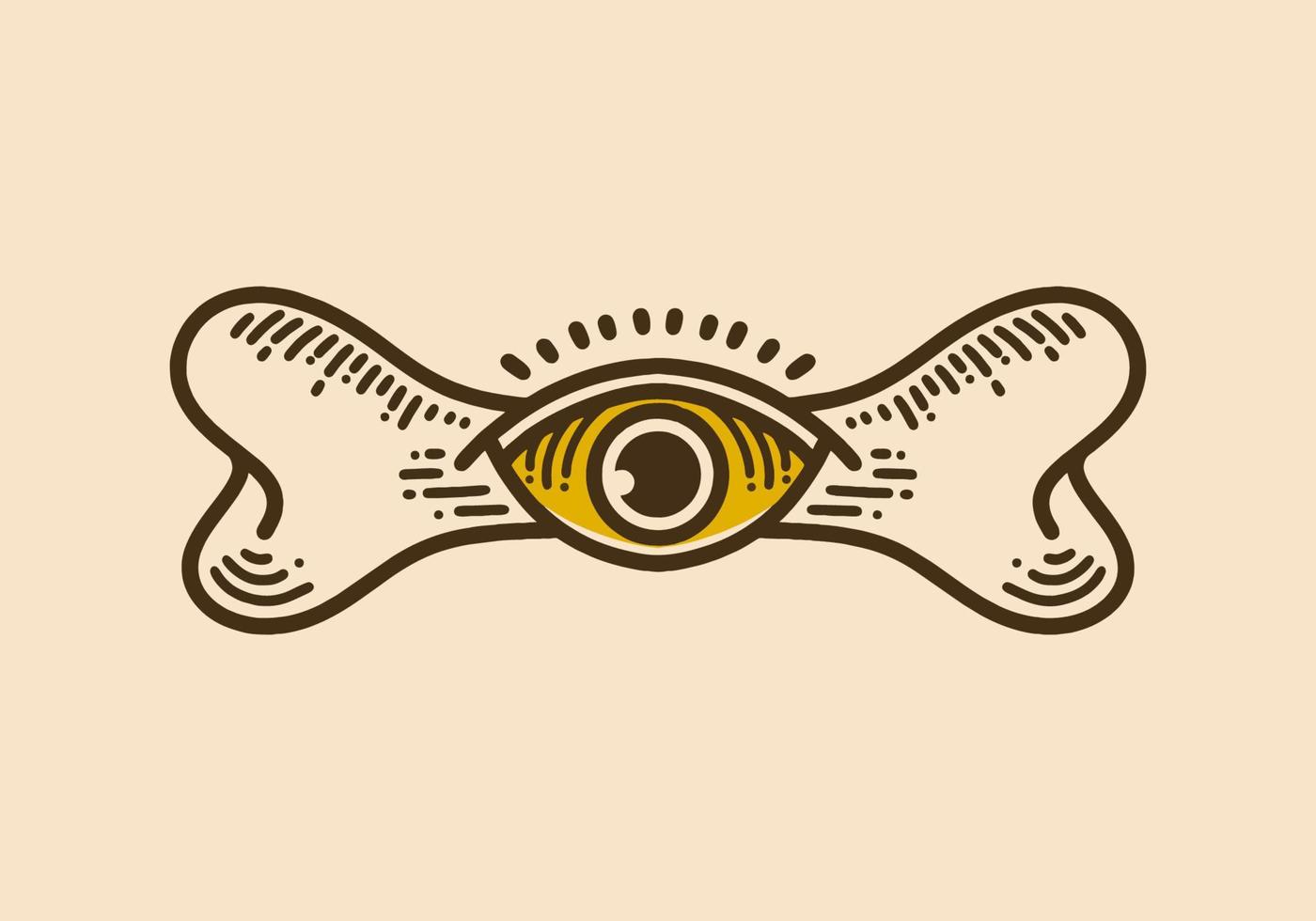 One eye on the bone retro vintage line art vector