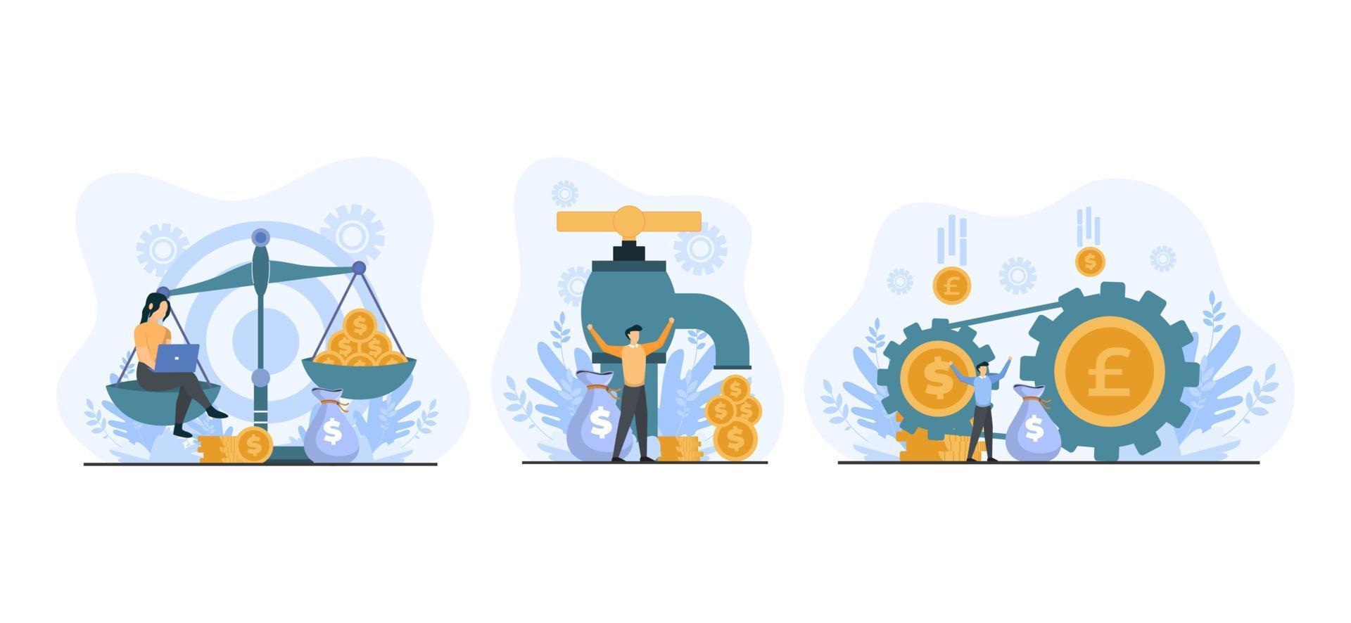 Finance Flat Bundle Illustration Design vector