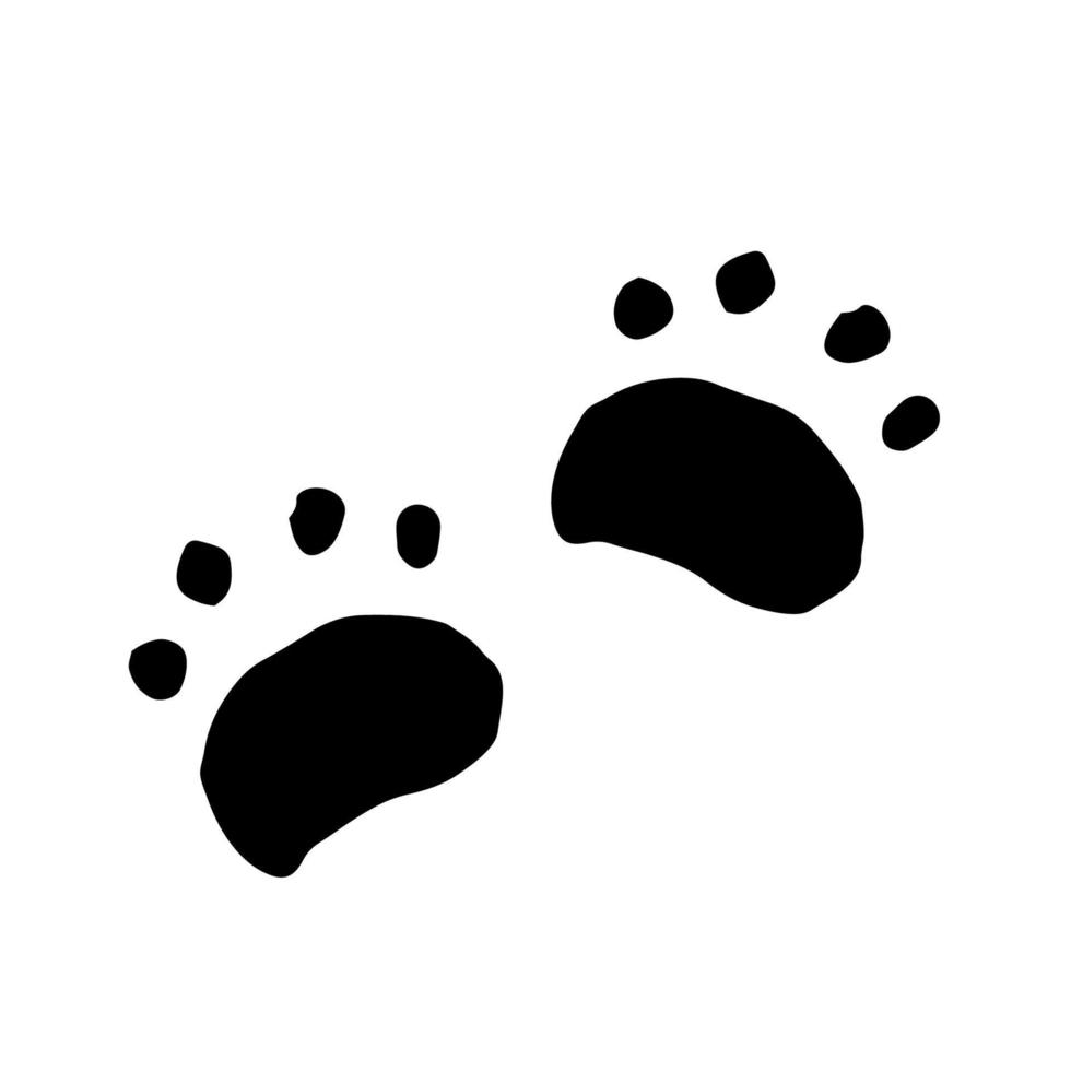 Paw prints. Dog, puppy and cat icon. A trace of a pet. The puppy's leg. Black silhouette of paws. Cute paw print in shape. Walk your pets for design. The trail of pack animals. Vector