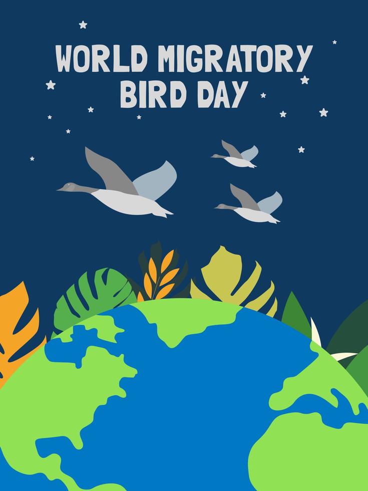 Migration of birds around the world stock illustration vector