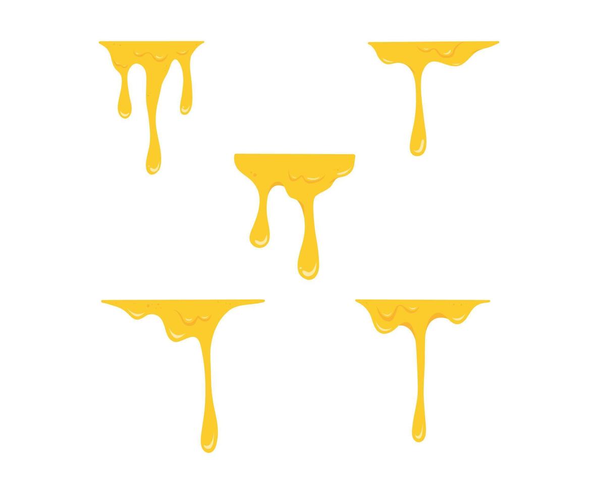 melting cheese drops set illustration with flat top for decoration vector