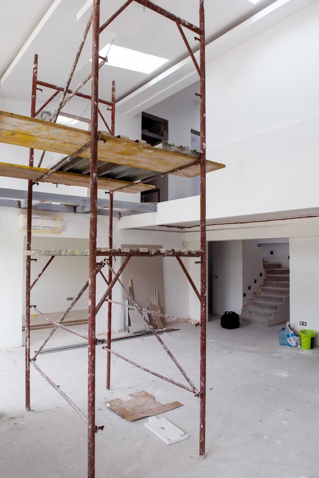 Sweden, 2022 - interior of construction site with scaffolding photo