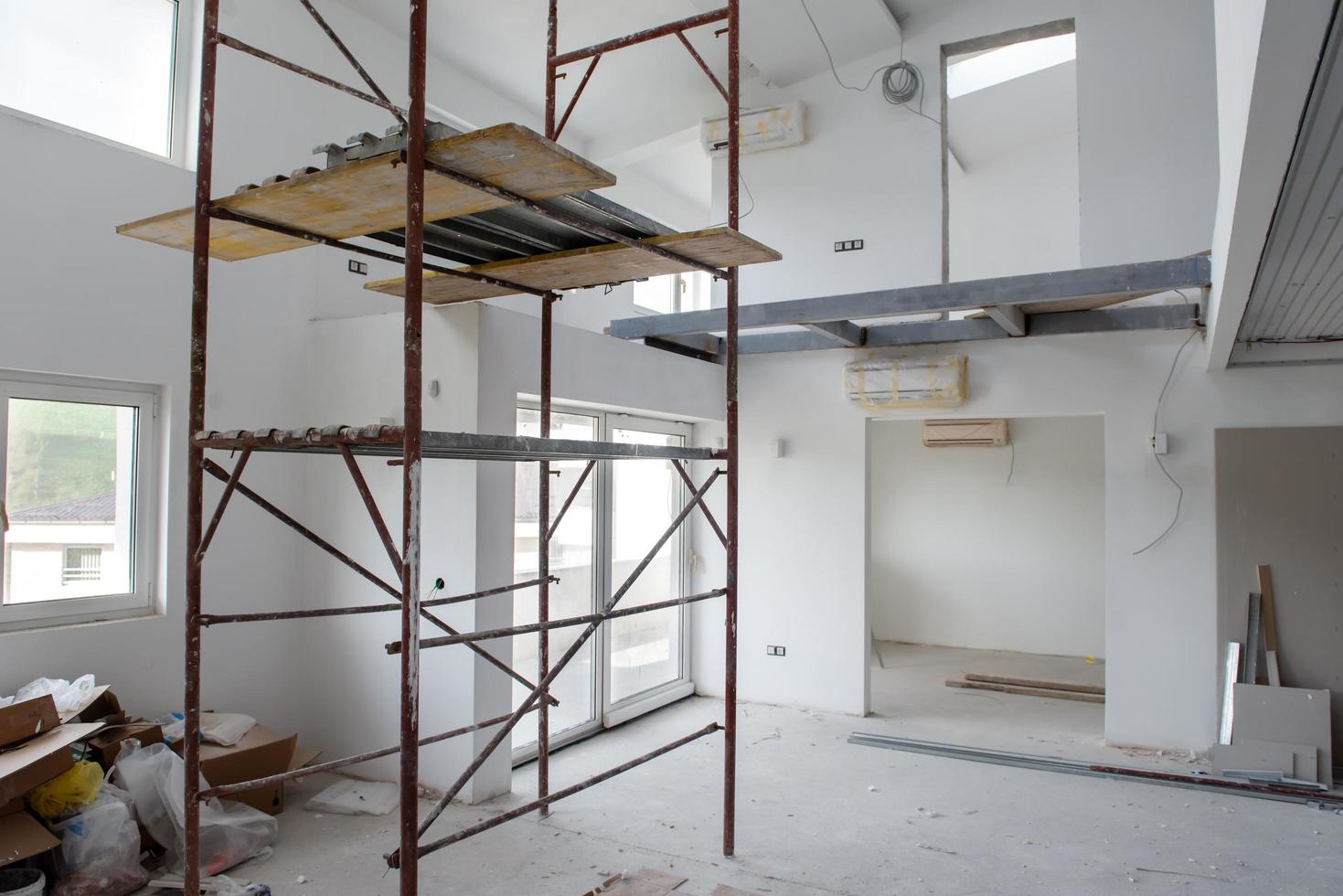 Sweden, 2022 - interior of construction site with scaffolding photo