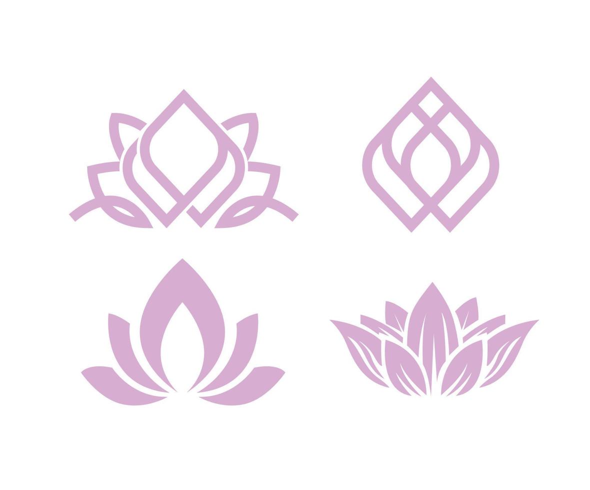 Lotus flower logo mascot icon illustration lineart vector