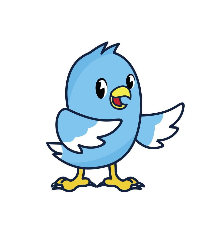 Little Blue Bird Vector Illustration Mascot