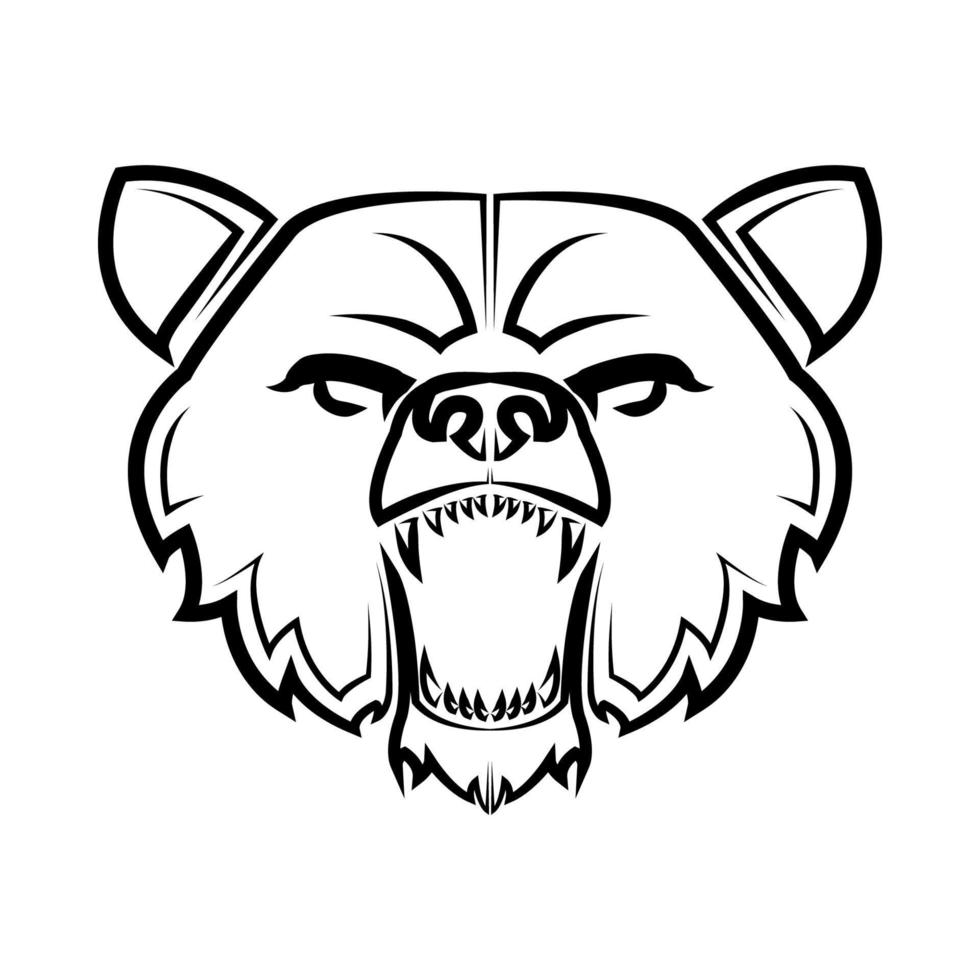 arte de línea en blanco y negro de cabeza de oso buen uso para símbolo mascota icono avatar tatuaje camiseta diseño logotipo. vector