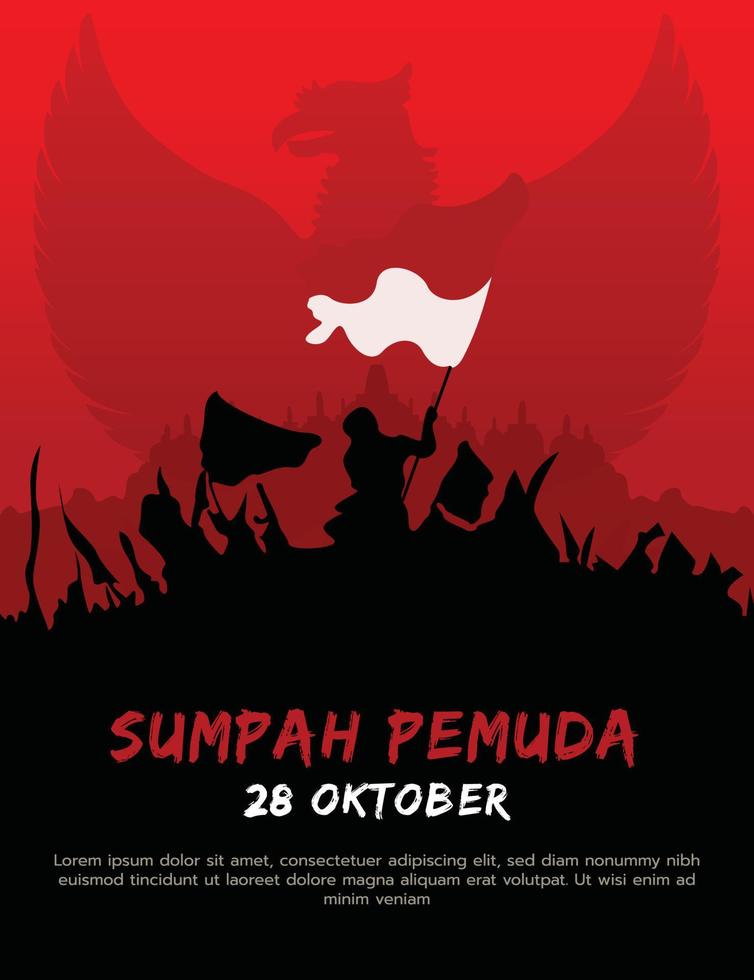 happy indonesian youth pledge. suitable for greeting card, poster and banner. selamat hari sumpah pemuda vector