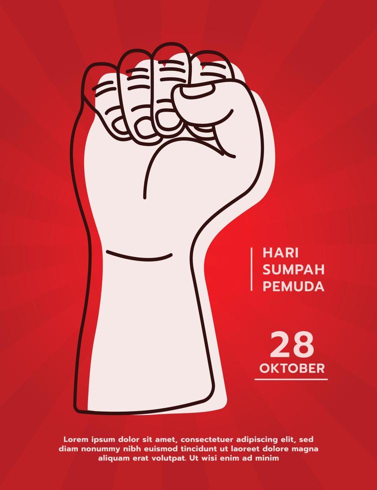 feliz promesa de la juventud indonesia. adecuado para tarjetas de felicitación, afiches y pancartas. selamat hari sumpah pemuda vector