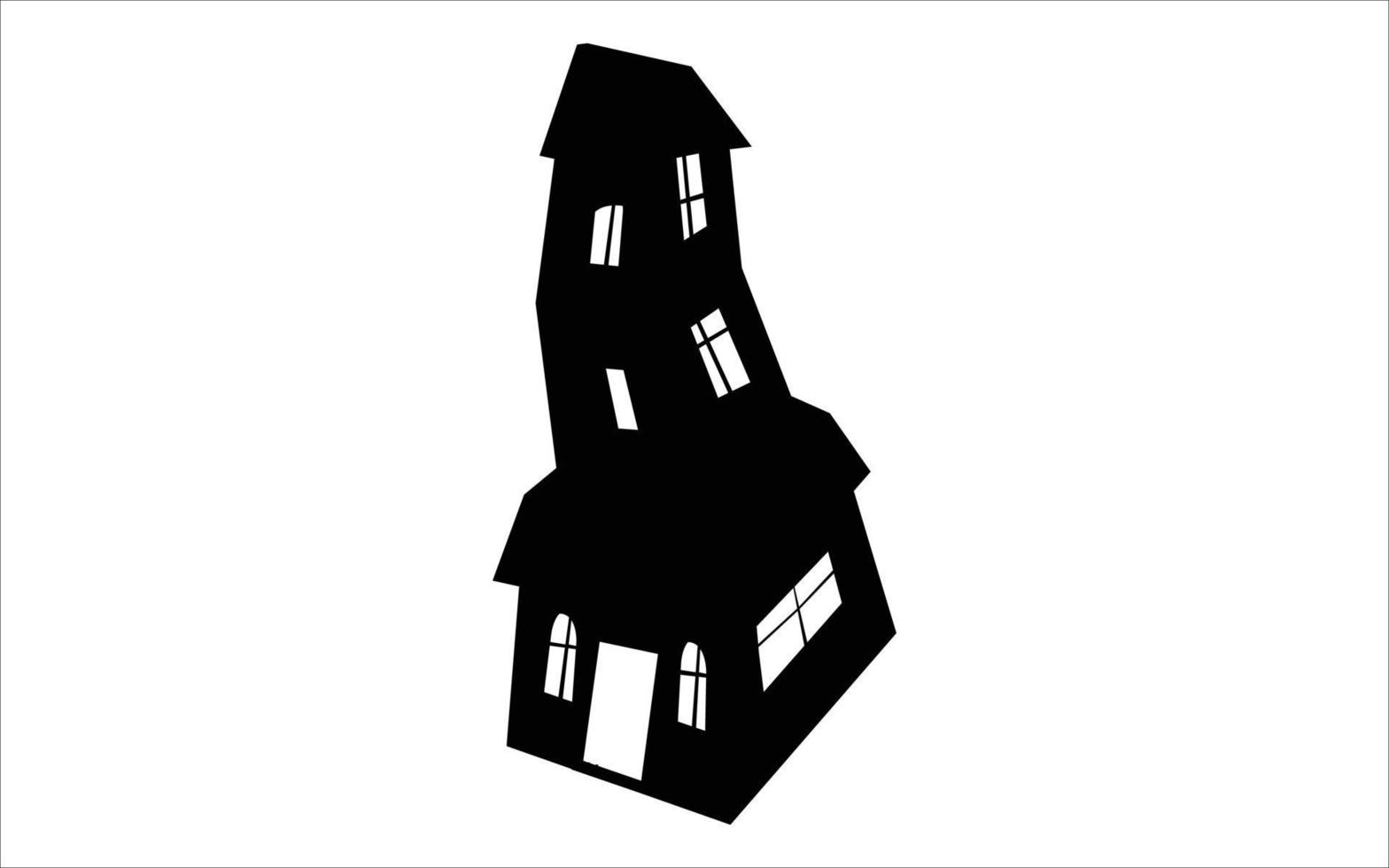 Black halloween house halloween haunted house symbol vector illustration