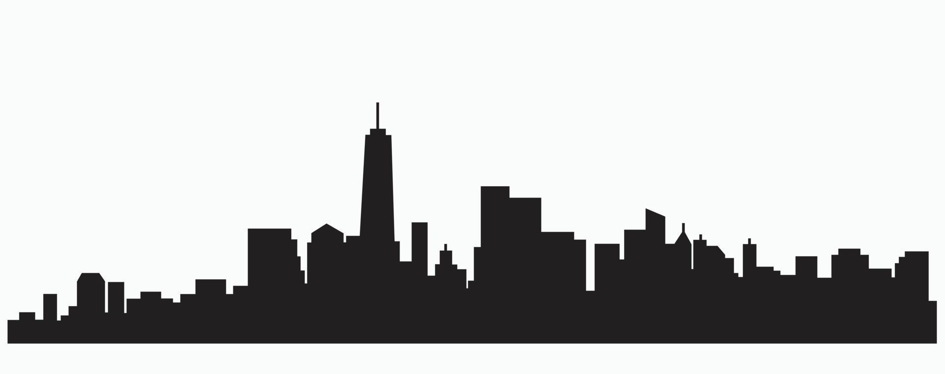 Modern City Skyline silhouette outline drawing on white background. vector