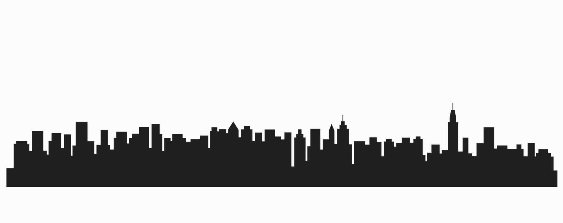 Modern City Skyline silhouette outline drawing on white background. vector