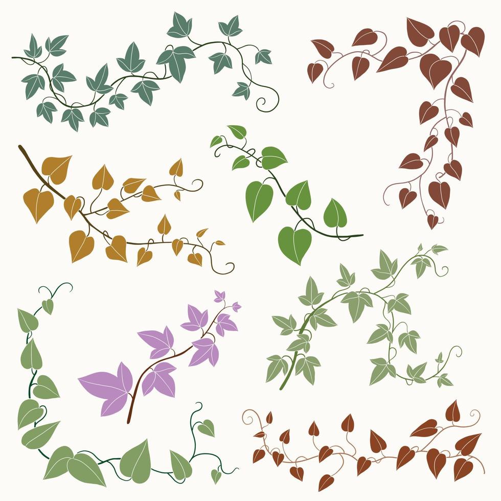 Simplicity ivy freehand drawing flat design collection. vector