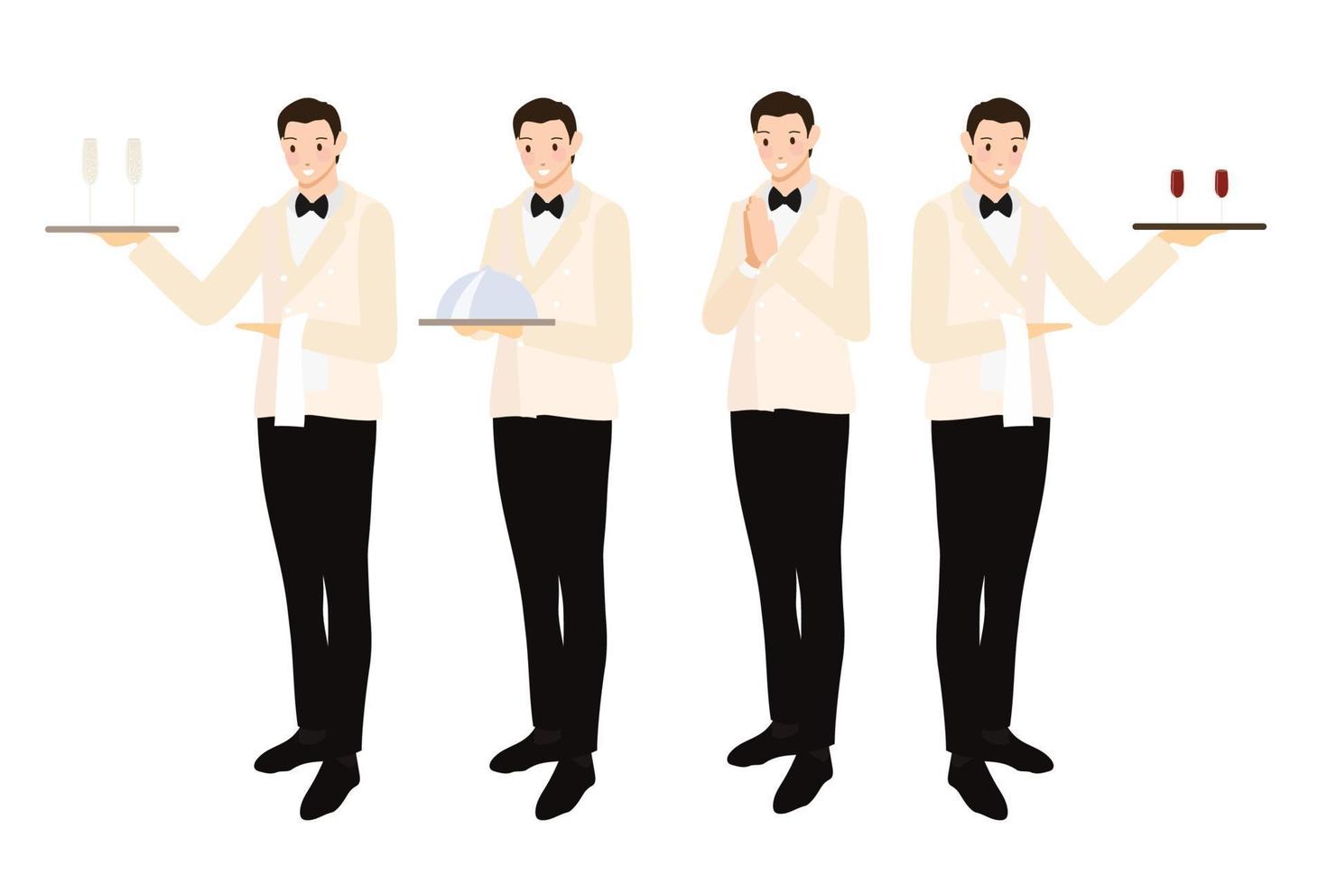 formal luxury dinner waiter collection  flat style vector