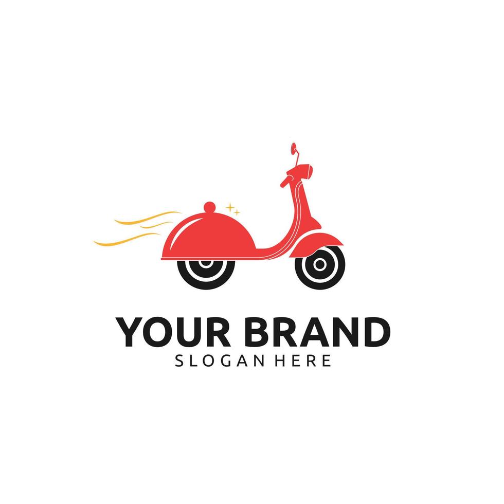 diseño de logotipo de entrega de alimentos scooter vector