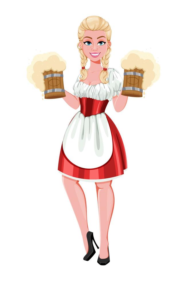 German girl in traditional costume on Oktoberfest vector