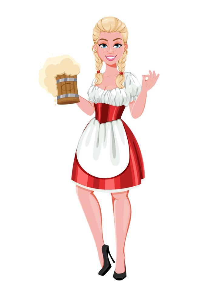 German girl in traditional costume on Oktoberfest vector