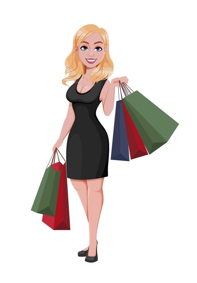 Black Friday sale concept. Beautiful woman vector