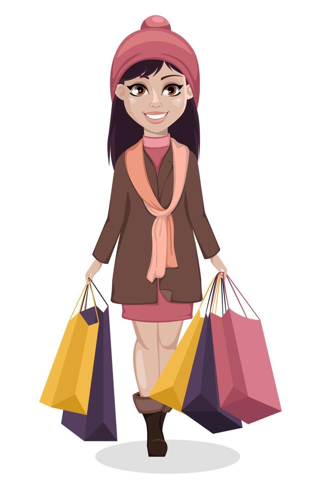 Black Friday. Beautiful girl, cartoon character vector