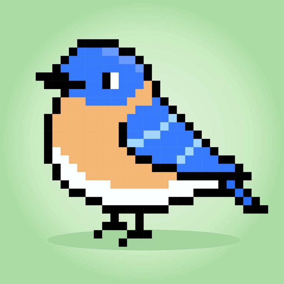 Píxel de 8 bits el pájaro. píxeles de animales en ilustraciones vectoriales para puntos de cruz y activos de juego. vector