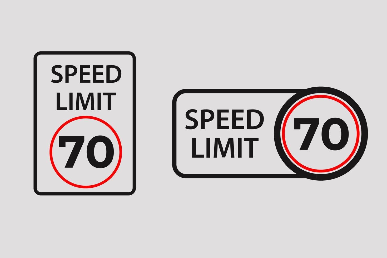 señales de vector de límite de velocidad 70 km por hora