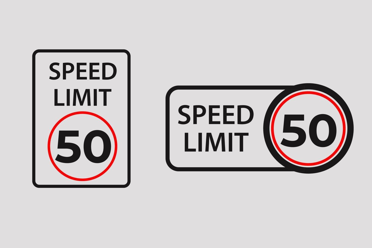 señales de vector de límite de velocidad 50 km por hora