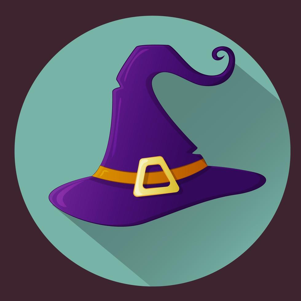 sombrero de bruja. icono de vector de halloween. larga sombra eps10