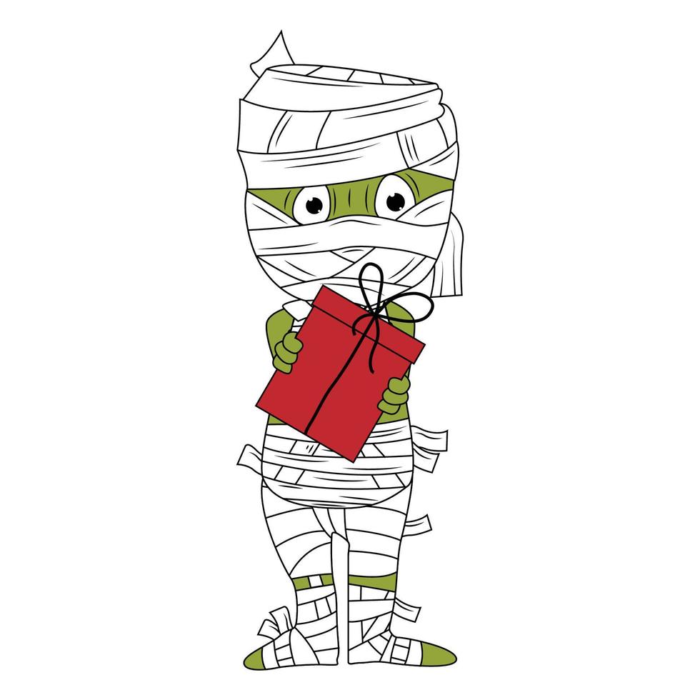 cute mummy cartoon illustration vector
