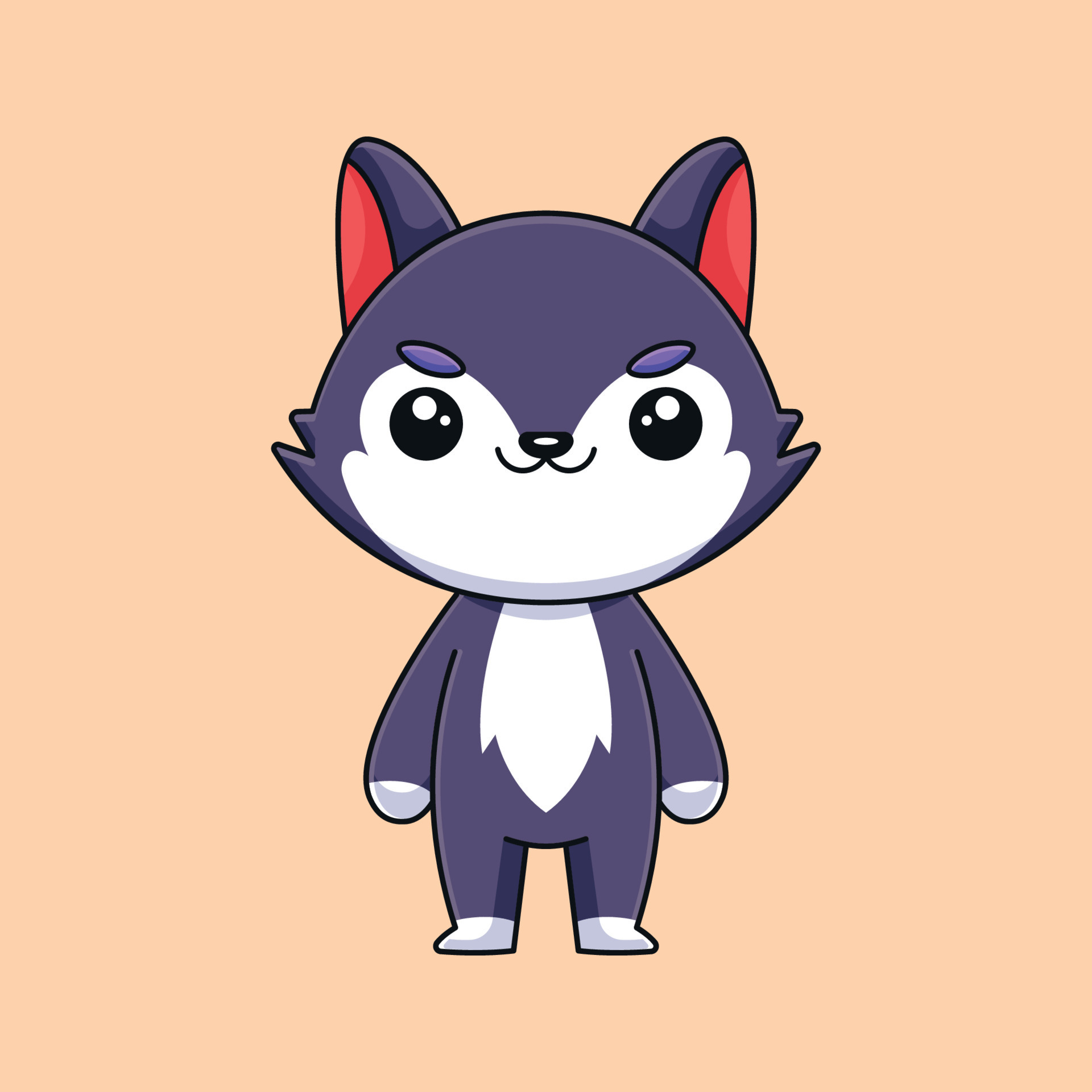 cute wolf cartoon doodle art hand drawn concept vector kawaii icon