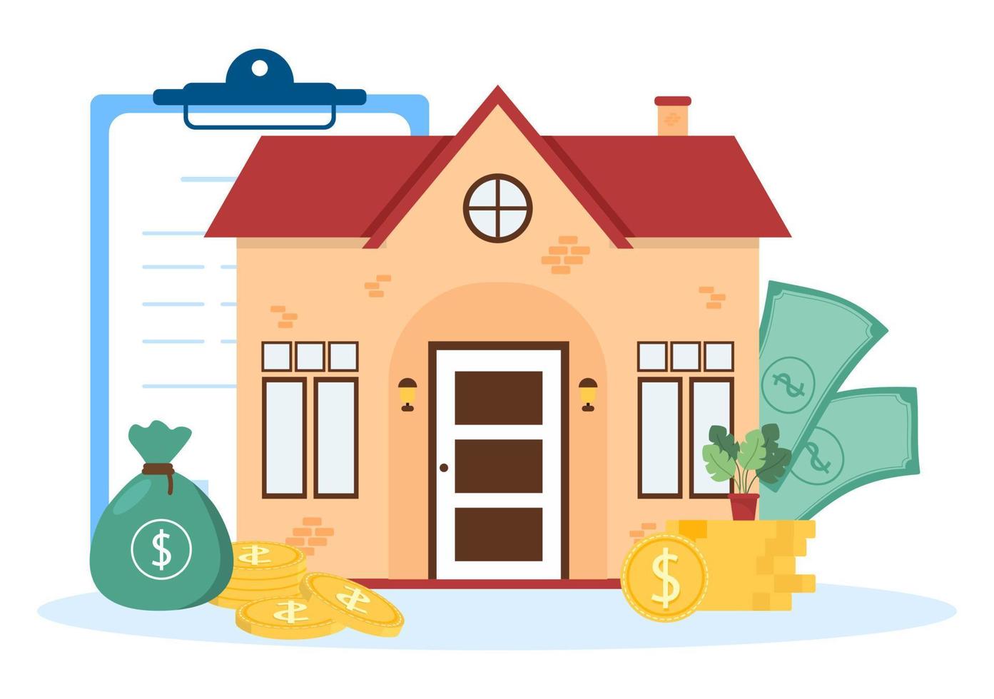 Mortgage Template Hand Drawn Cartoon Flat Illustration of Term Credit