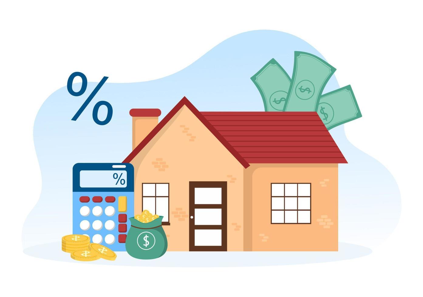Mortgage Template Hand Drawn Cartoon Flat Illustration of Term Credit Debt by House Loan or Money Investment to Real Estate Property Design vector