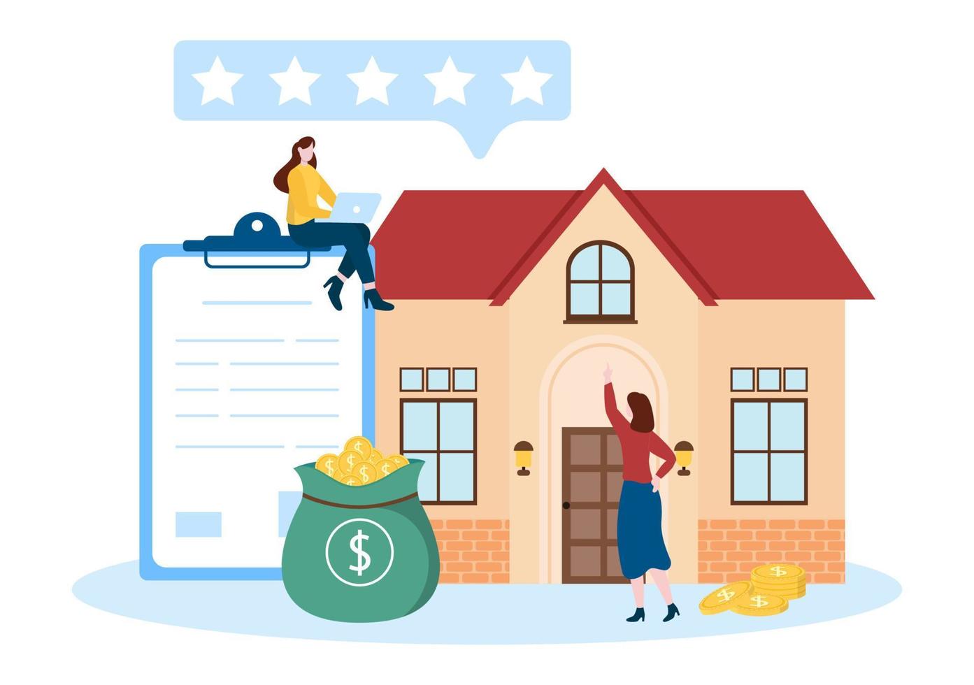Mortgage Template Hand Drawn Cartoon Flat Illustration of Term Credit Debt by House Loan or Money Investment to Real Estate Property Design vector
