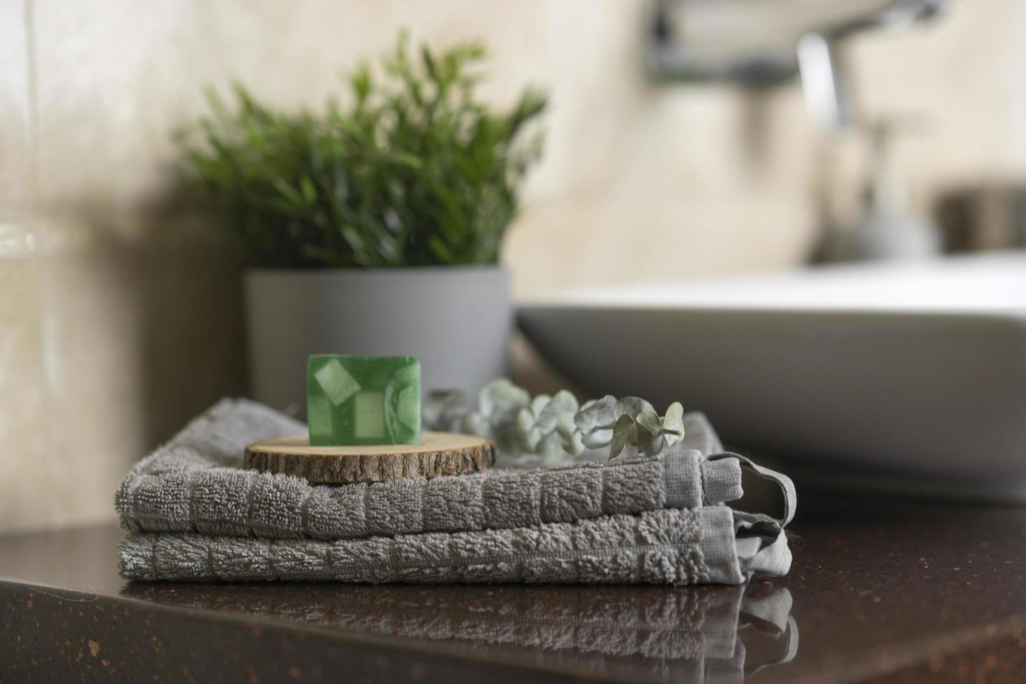 modern bathroom interior with details photo