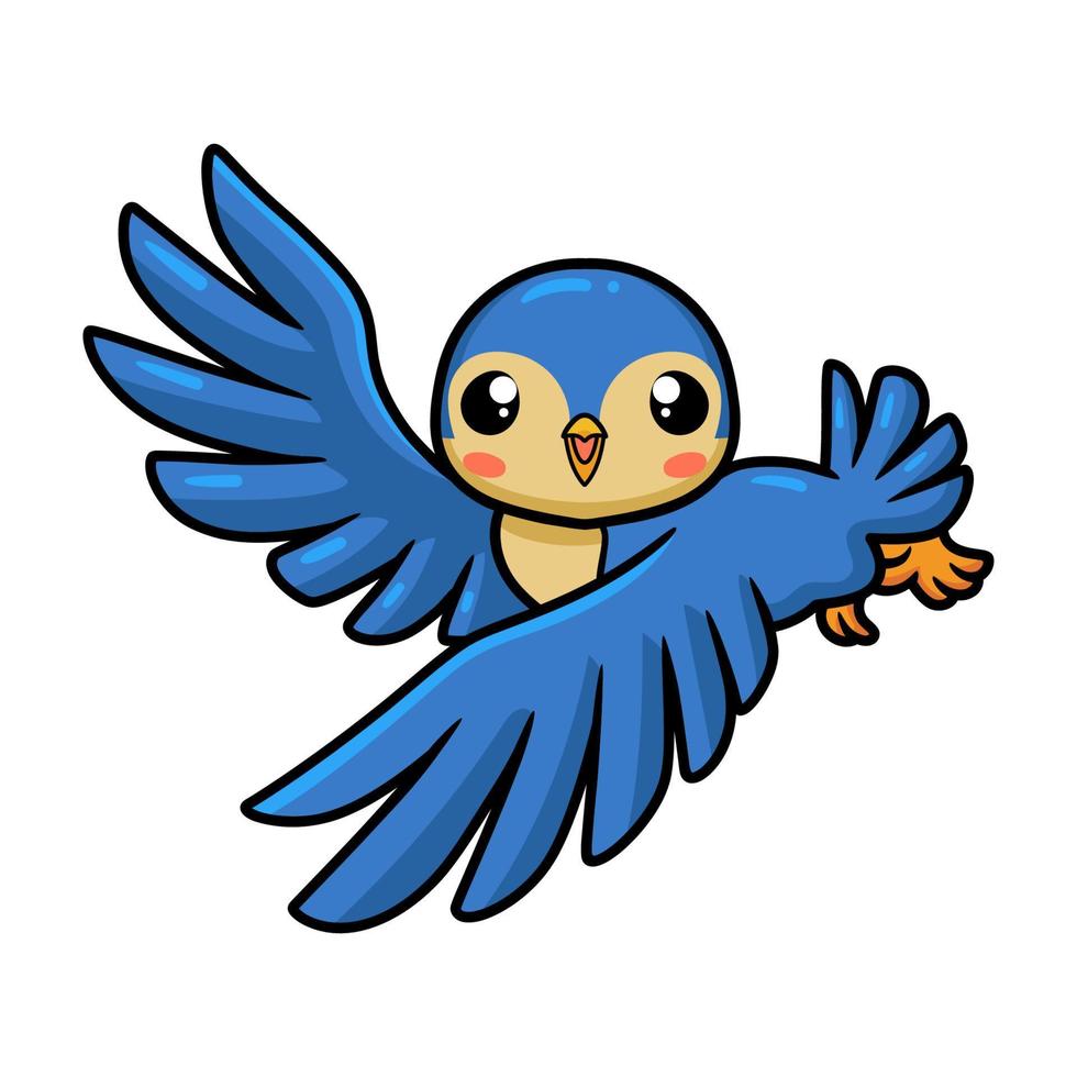 Cute little blue bird cartoon flying vector