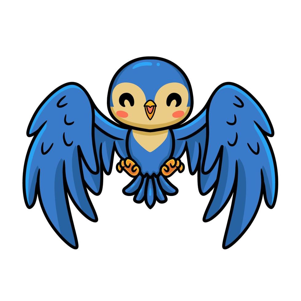 Cute little blue bird cartoon flying vector